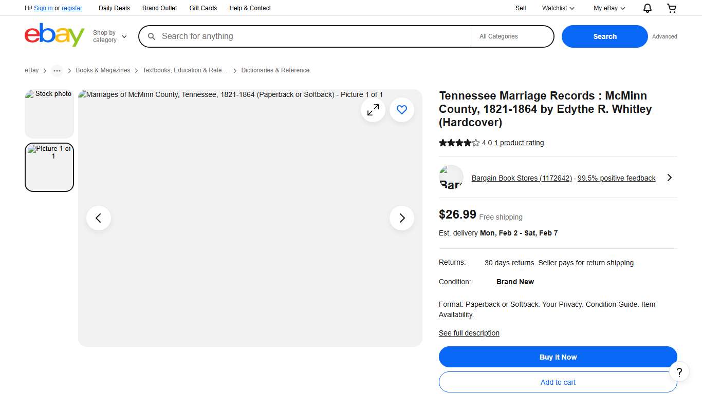 Tennessee Marriage Records : McMinn County, 1821-1864 by Edythe R. Whitley (Hardcover) for sale online eBay